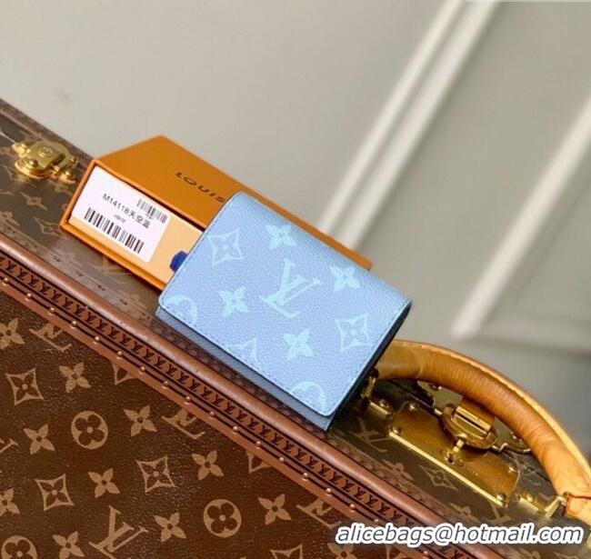 Super Quality Louis Vuitton Envelope Business Card Holder in Sky Blue Monogram Canvas and Leather M14118 2025
