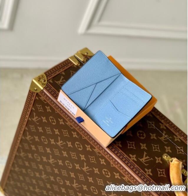 Promotional Louis Vuitton Pocket Organizer Wallet in Sky Blue Monogram Canvas and Leather M14112 2025
