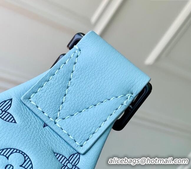 Famous Brand Louis Vuitton Rush Bumbag in Monogram Shadow Leather M14782 Sky Blue 2025
