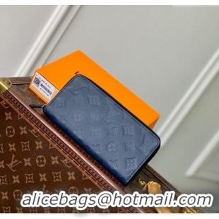 Well Crafted Louis Vuitton Zippy Wallet Horizontal in Navy Blue Monogram Shadow Leather M14847 2025