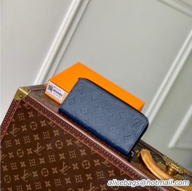 Well Crafted Louis Vuitton Zippy Wallet Horizontal in Navy Blue Monogram Shadow Leather M14847 2025