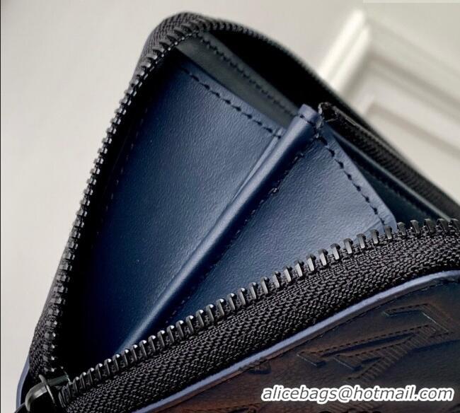 Well Crafted Louis Vuitton Zippy Wallet Horizontal in Navy Blue Monogram Shadow Leather M14847 2025