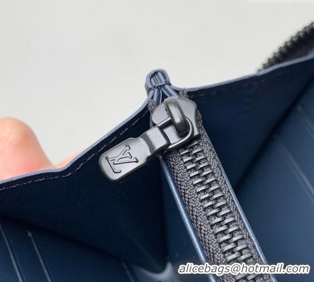 Well Crafted Louis Vuitton Zippy Wallet Horizontal in Navy Blue Monogram Shadow Leather M14847 2025