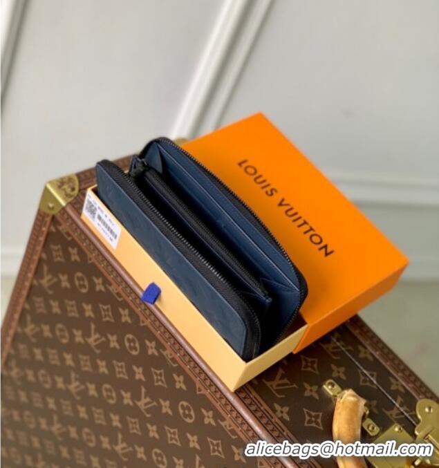 Well Crafted Louis Vuitton Zippy Wallet Horizontal in Navy Blue Monogram Shadow Leather M14847 2025