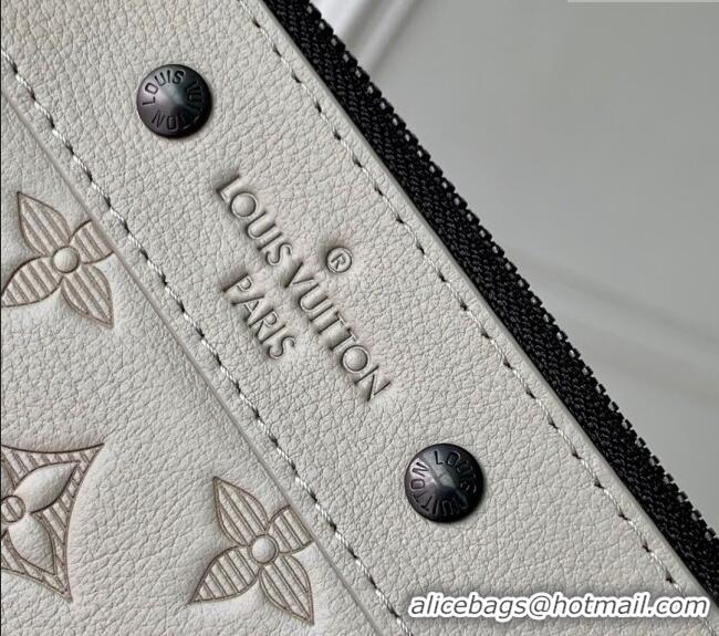 Best Price Louis Vuitton Mens Pochette To-Go Pouch in Sand Grey Monogram Shadow Leather M14914 2025