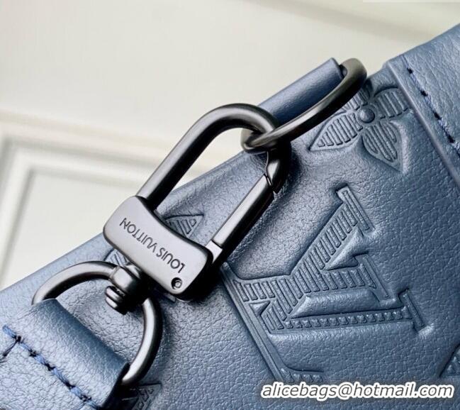 Reasonable Price Louis Vuitton Mens Pochette To-Go Pouch in Sand Grey Monogram Shadow Leather M14914 Navy Blue 2025