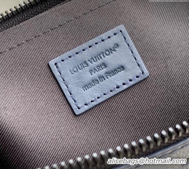 Reasonable Price Louis Vuitton Mens Pochette To-Go Pouch in Sand Grey Monogram Shadow Leather M14914 Navy Blue 2025