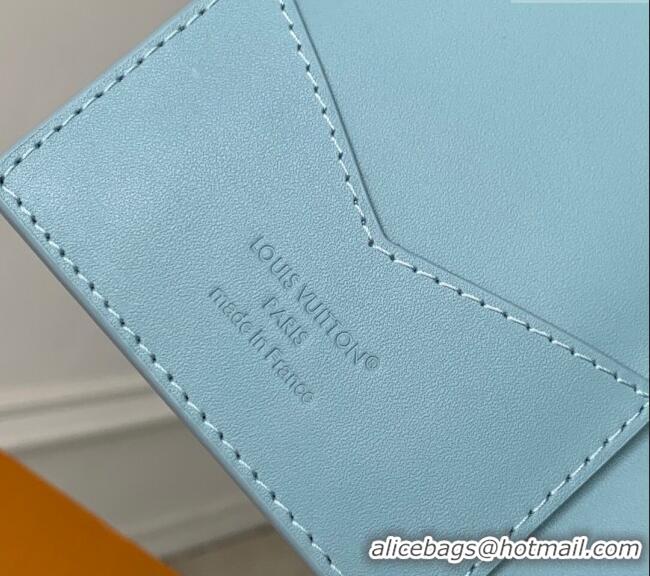 Top Grade Louis Vuitton Passport Cover in Sky Blue Monogram Shadow Leather M14798 2025