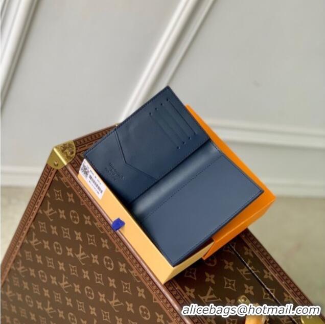 Low Cost Louis Vuitton Passport Cover in Navy Blue Monogram Shadow Leather M14792 2025