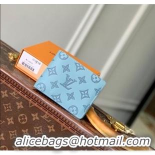 Grade Design Louis Vuitton Multiple Wallet in Sky Blue Monogram Shadow Leather M14802 2025