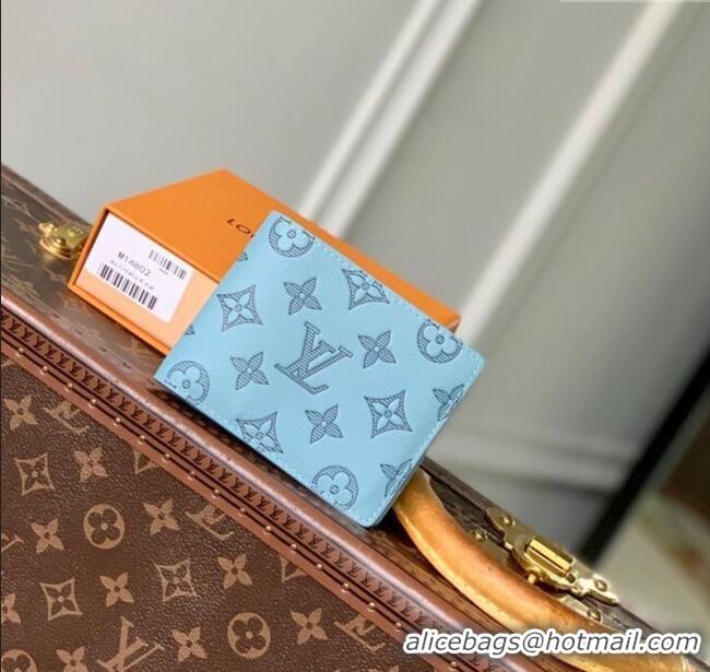 Grade Design Louis Vuitton Multiple Wallet in Sky Blue Monogram Shadow Leather M14802 2025