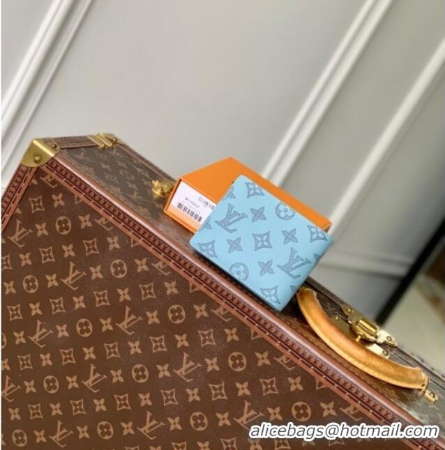 Grade Design Louis Vuitton Multiple Wallet in Sky Blue Monogram Shadow Leather M14802 2025