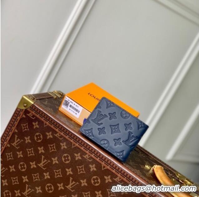 Good Taste Louis Vuitton Multiple Wallet in Navy Blue Monogram Shadow Leather M14787 2025