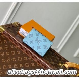 Grade Quality Louis Vuitton Pocket Organizer Wallet in Sky Blue Monogram Shadow Leather M14861 2025