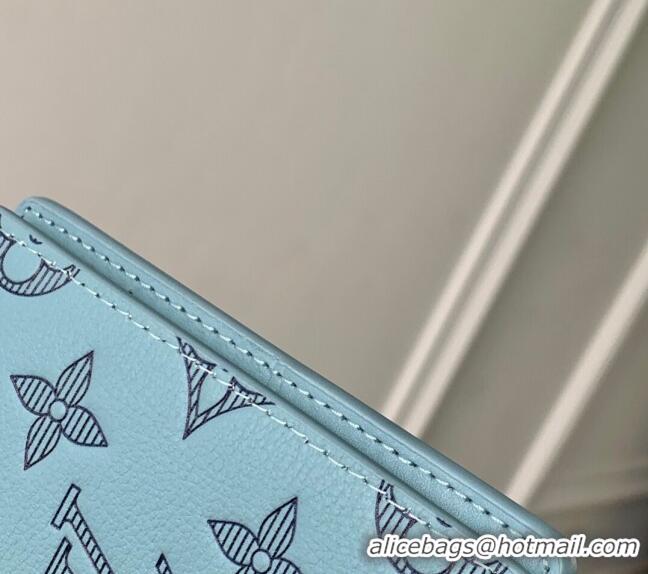Grade Quality Louis Vuitton Pocket Organizer Wallet in Sky Blue Monogram Shadow Leather M14861 2025