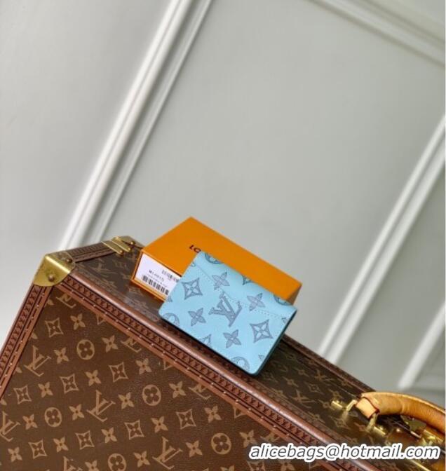 Grade Quality Louis Vuitton Pocket Organizer Wallet in Sky Blue Monogram Shadow Leather M14861 2025