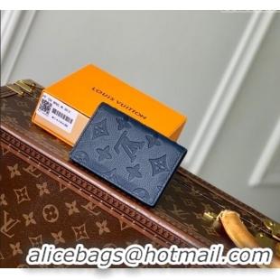 Shop Discount Louis Vuitton Pocket Organizer Wallet in Navy Blue Monogram Shadow Leather M14786 2025