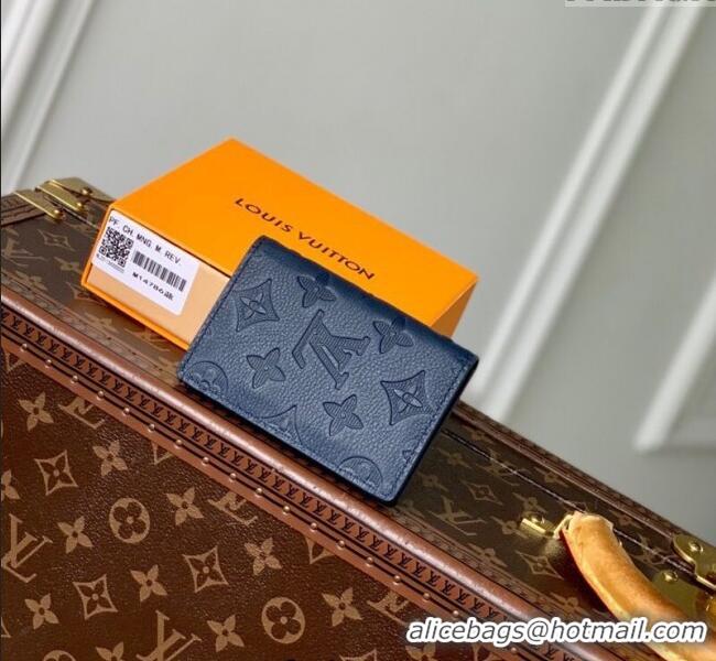 Shop Discount Louis Vuitton Pocket Organizer Wallet in Navy Blue Monogram Shadow Leather M14786 2025