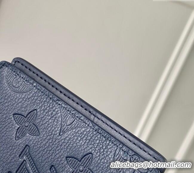 Shop Discount Louis Vuitton Pocket Organizer Wallet in Navy Blue Monogram Shadow Leather M14786 2025