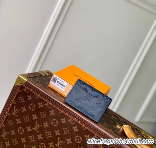 Shop Discount Louis Vuitton Pocket Organizer Wallet in Navy Blue Monogram Shadow Leather M14786 2025