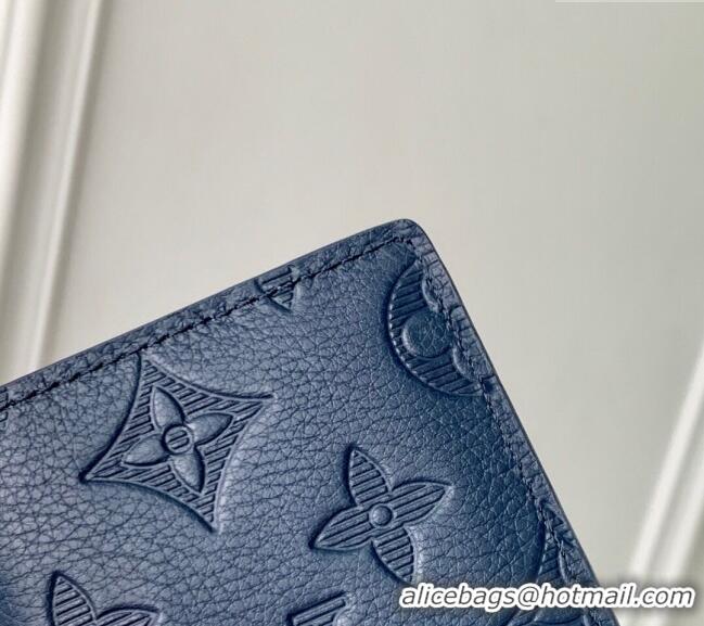 Shop Discount Louis Vuitton Pocket Organizer Wallet in Navy Blue Monogram Shadow Leather M14786 2025