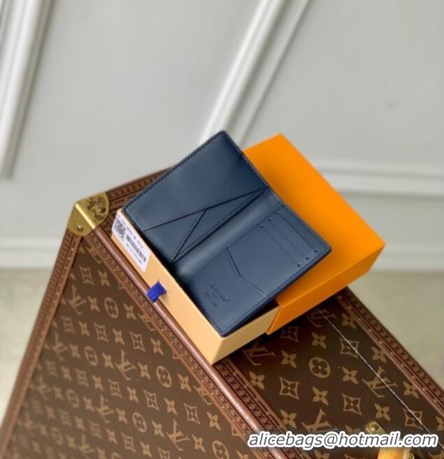 Shop Discount Louis Vuitton Pocket Organizer Wallet in Navy Blue Monogram Shadow Leather M14786 2025