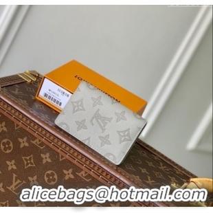 Top Grade Louis Vuitton Pocket Organizer Wallet in Sand Grey Monogram Shadow Leather M14915 2025
