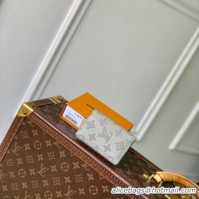 Top Grade Louis Vuitton Pocket Organizer Wallet in Sand Grey Monogram Shadow Leather M14915 2025