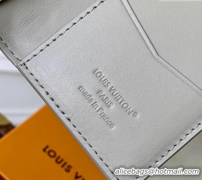 Top Grade Louis Vuitton Pocket Organizer Wallet in Sand Grey Monogram Shadow Leather M14915 2025