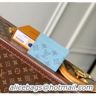 Promotional Louis Vuitton Double Card Holder in Sky Blue Monogram Shadow Leather M14791 2025