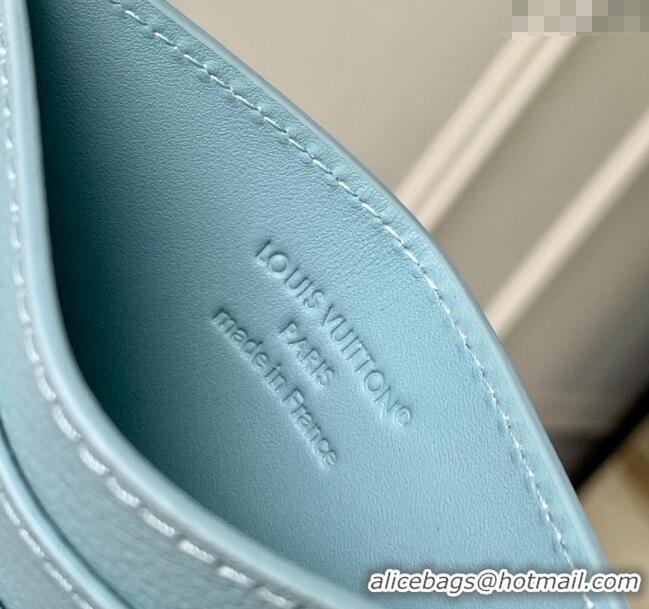 Promotional Louis Vuitton Double Card Holder in Sky Blue Monogram Shadow Leather M14791 2025