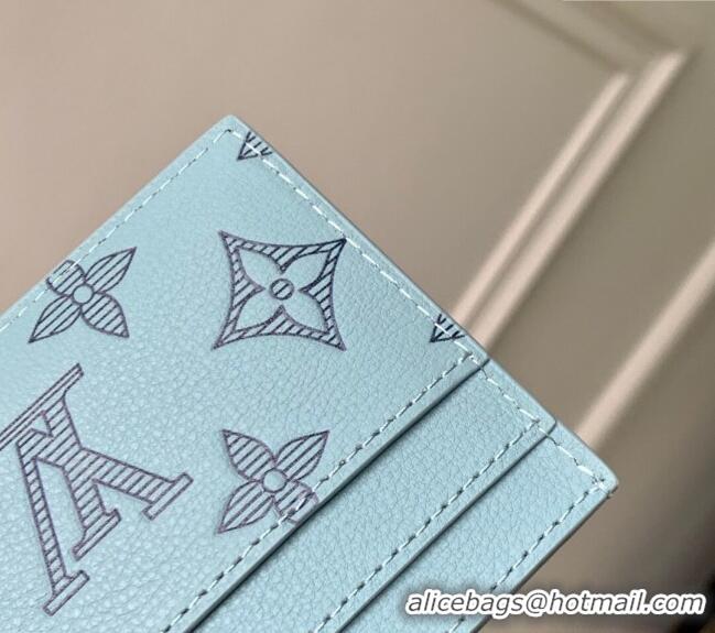 Promotional Louis Vuitton Double Card Holder in Sky Blue Monogram Shadow Leather M14791 2025