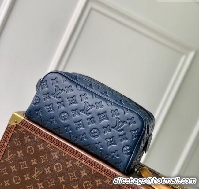 Best Price Louis Vuitton Dopp Kit Clutch in Navy Blue Monogram Shadow Leather M14843 2025
