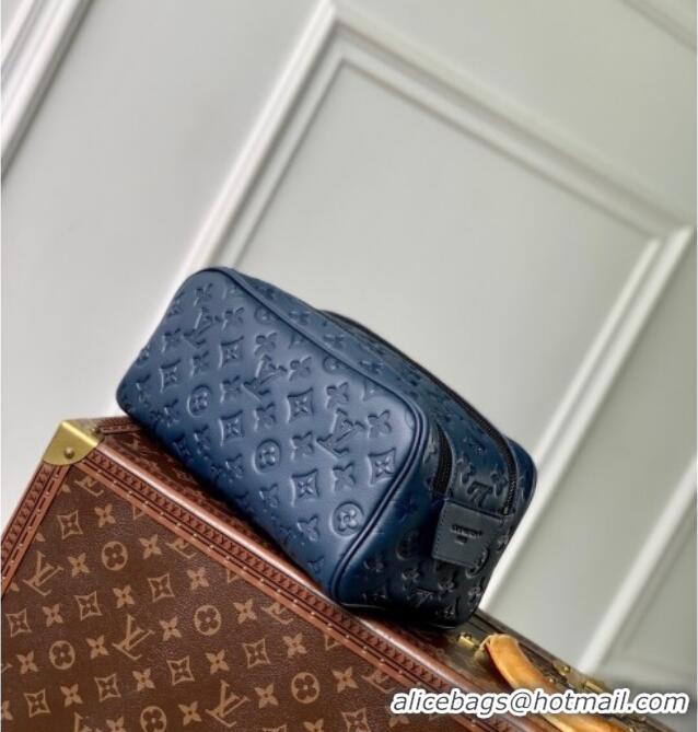 Best Price Louis Vuitton Dopp Kit Clutch in Navy Blue Monogram Shadow Leather M14843 2025