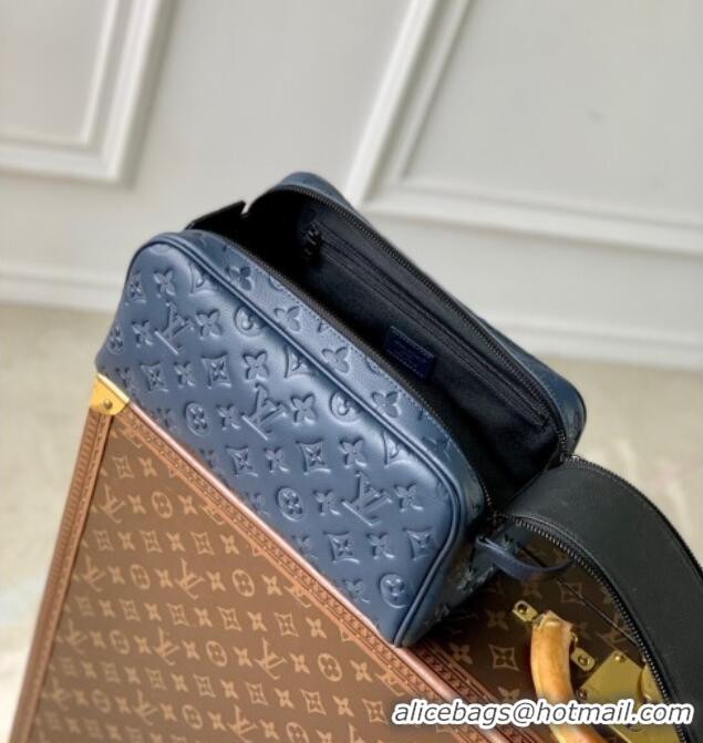 Best Price Louis Vuitton Dopp Kit Clutch in Navy Blue Monogram Shadow Leather M14843 2025