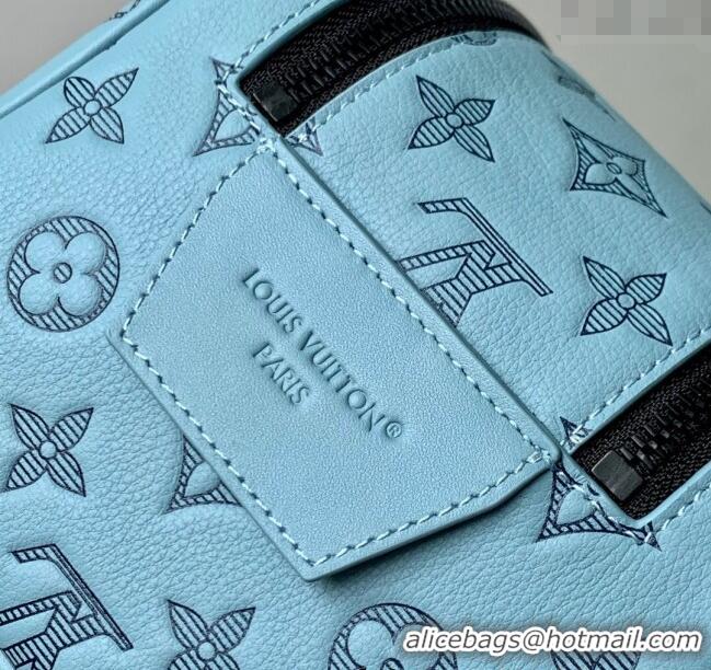 Top Quality Louis Vuitton Dopp Kit Clutch in Sky Blue Monogram Shadow Leather M14885 2025