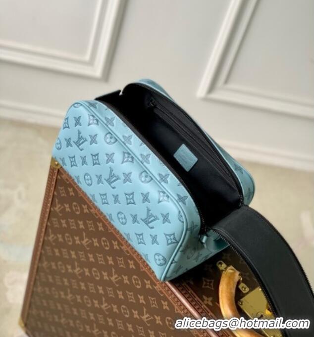 Top Quality Louis Vuitton Dopp Kit Clutch in Sky Blue Monogram Shadow Leather M14885 2025