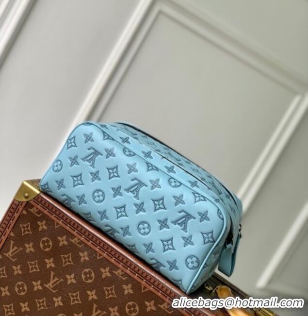Top Quality Louis Vuitton Dopp Kit Clutch in Sky Blue Monogram Shadow Leather M14885 2025
