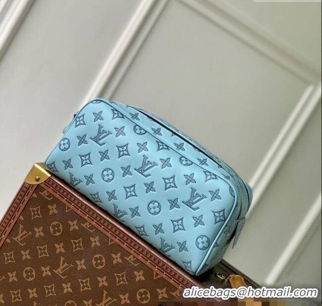 Top Quality Louis Vuitton Dopp Kit Clutch in Sky Blue Monogram Shadow Leather M14885 2025