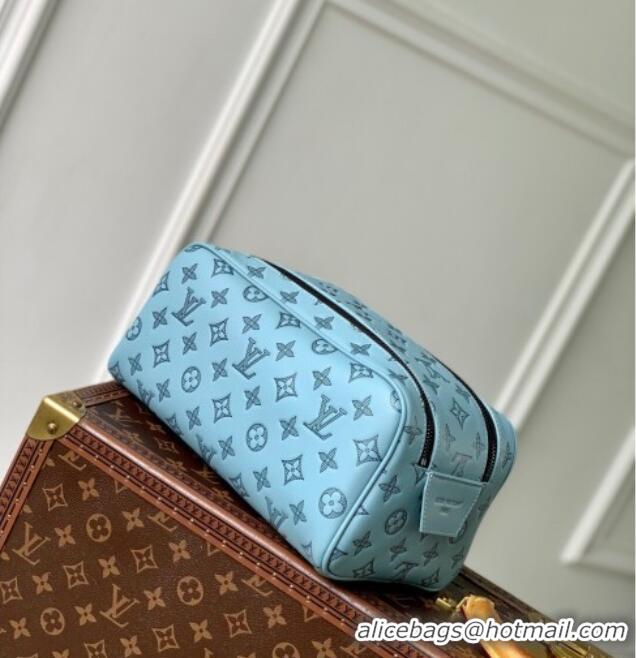 Top Quality Louis Vuitton Dopp Kit Clutch in Sky Blue Monogram Shadow Leather M14885 2025
