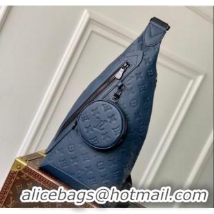 Top Design Louis Vuitton Mens Duo Slingbag in Navy Blue Monogram Shadow Leather M21890 2025