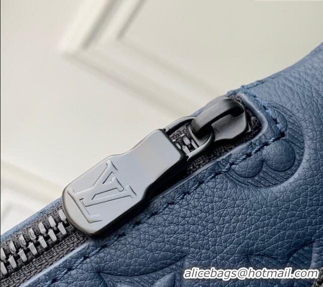 Top Design Louis Vuitton Mens Duo Slingbag in Navy Blue Monogram Shadow Leather M21890 2025