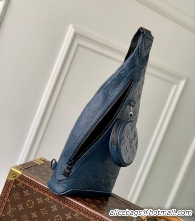 Top Design Louis Vuitton Mens Duo Slingbag in Navy Blue Monogram Shadow Leather M21890 2025