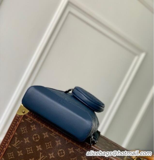 Top Design Louis Vuitton Mens Duo Slingbag in Navy Blue Monogram Shadow Leather M21890 2025