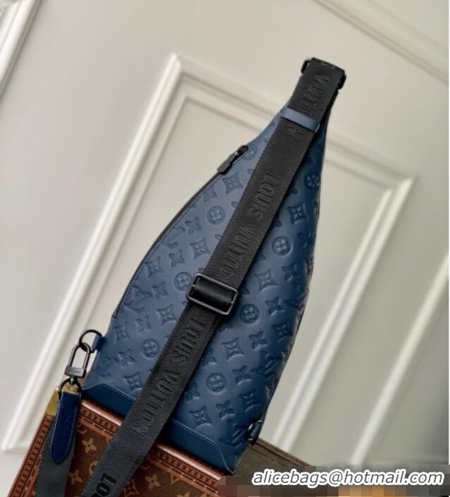 Top Design Louis Vuitton Mens Duo Slingbag in Navy Blue Monogram Shadow Leather M21890 2025