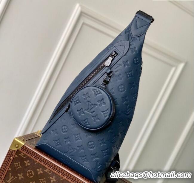 Top Design Louis Vuitton Mens Duo Slingbag in Navy Blue Monogram Shadow Leather M21890 2025