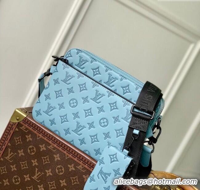 Super Quality Louis Vuitton Trio Messenger bag in Sky Blue Monogram Shadow Leather M14781 2025