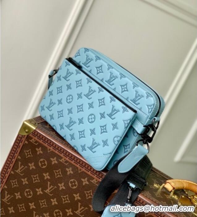 Super Quality Louis Vuitton Trio Messenger bag in Sky Blue Monogram Shadow Leather M14781 2025