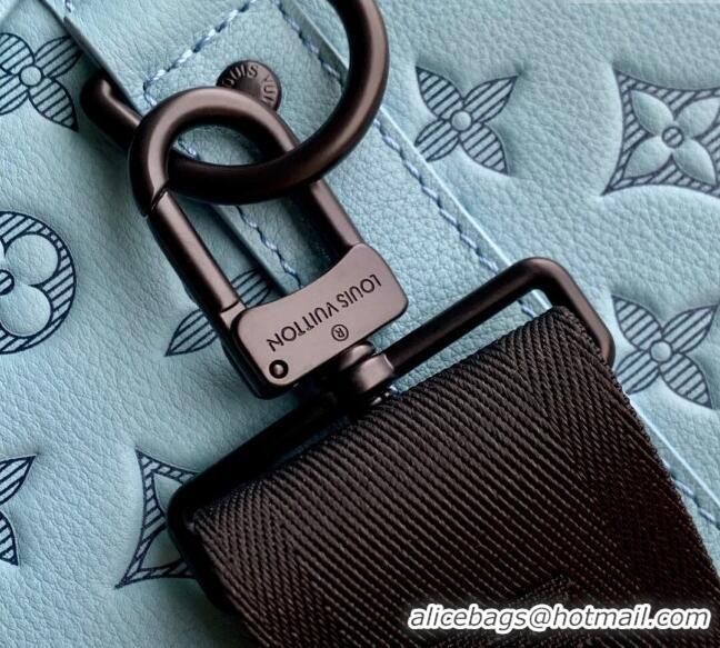 Shop Discount Louis Vuitton Keepall Bandouliere 50 Travel Bag in Sky Blue Monogram Shadow Leather M14842 2025