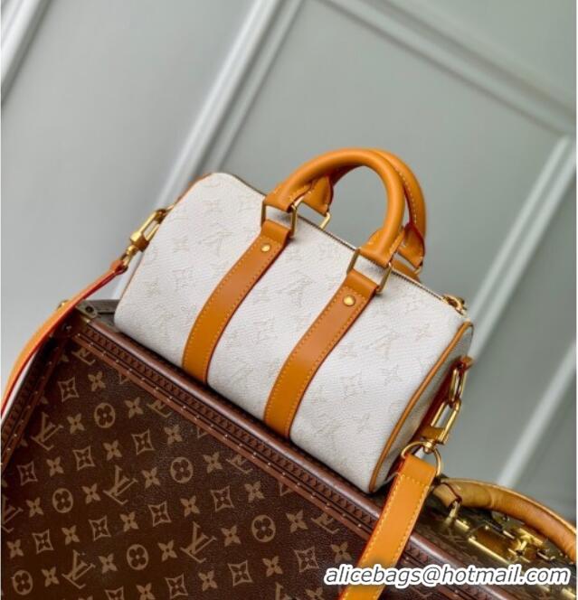 Buy Discount Louis Vuitton Keepall Bandouliere 25 Bag in Monogram Heritage Canvas M15076 Off-White 2025